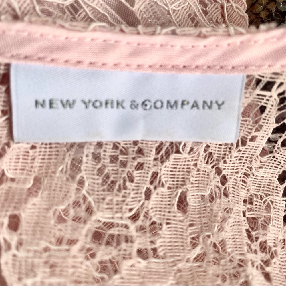 New York & Company Pink Lace Sleeveless Peplum Top - Picture 13 of 15